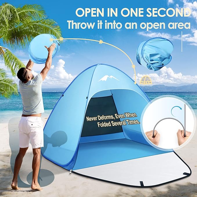 PUREBOX Strandmuschel Pop-Up Zelt – Perfekter UV-Schutz für nur 18,89€! 9 Einfaches Pop-Up Design – UV-Schutz Strandzelt in Sekundenschnelle einsatzbereit