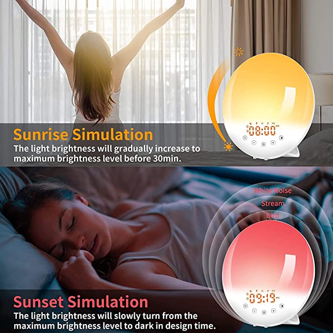 Lichtwecker, Wake-Up Light mit Sonnenaufgangs/Sonnenuntergangs Simulation 5 X2QWcJyy20