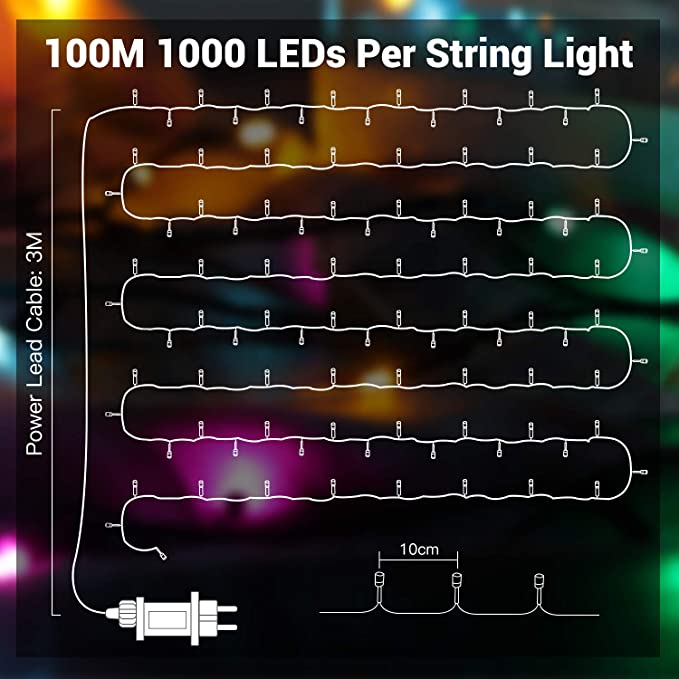 LED Lichterkette Außen Bunt, 100M mit 1000 LEDs 5 d5ZdsYnC7n