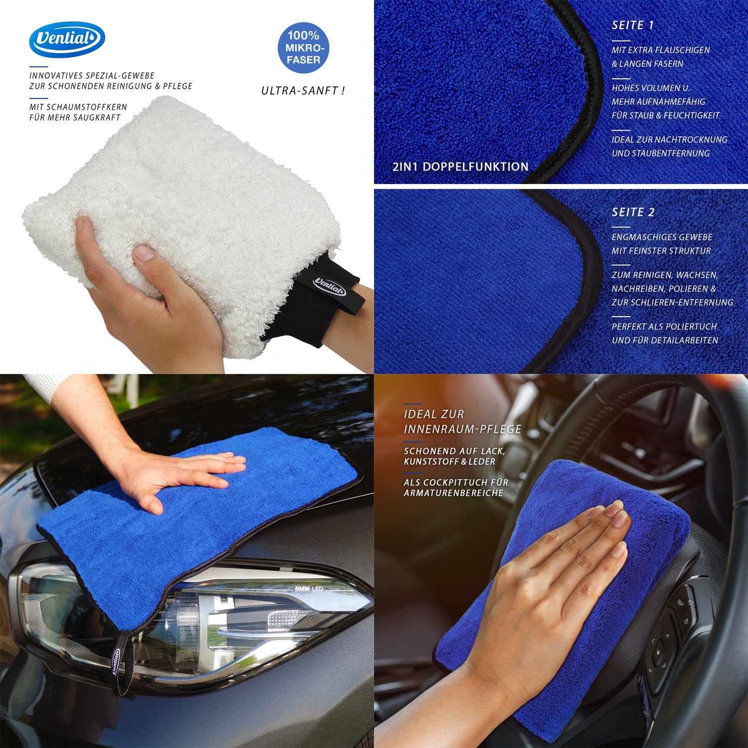 Vential® Premium Auto Waschhandschuh 15% Rabatt + 2x Mikrofasertücher GRATIS (Totalersparnis 56,6%) 5 w6NdK911qL