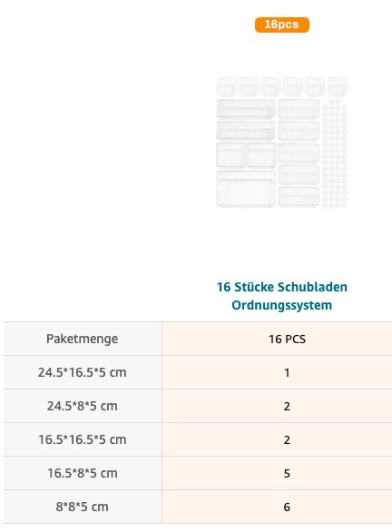 Schubladen Ordnungssystem im Set